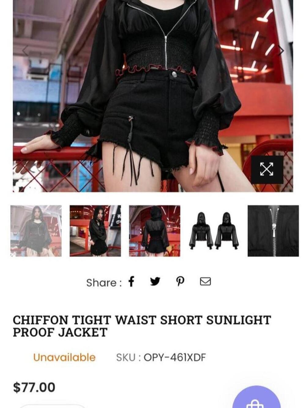 NWOT Punk Rave black sheer zip up jacket